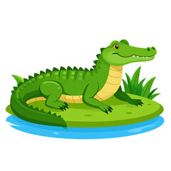 Vector PNG of an alligator lounging relaxed on a riverbank, depicting natural wildlife and calm reptile behavior. Perfect for nature, wildlife, and tropical themes with transparent background