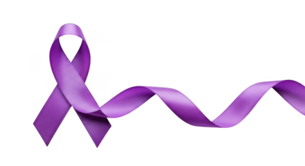 Purple awareness ribbon with flowing ribbon isolated on transparent background