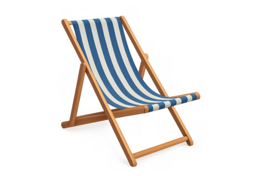 Deck chair with blue white stripes for summer relaxation