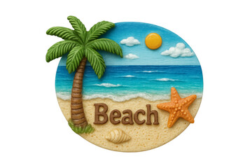 Obraz premium Clay art beach scene with palm tree and starfish