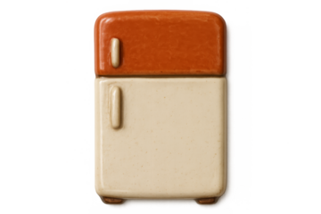 Retro ceramic refrigerator magnet on transparent background