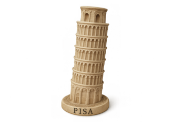 Leaning tower of pisa souvenir miniature on transparent background