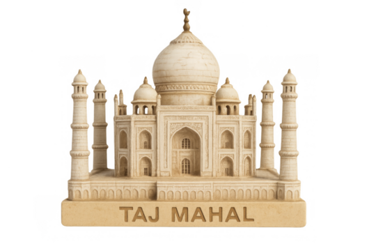 Taj mahal souvenir miniature model on transparent background