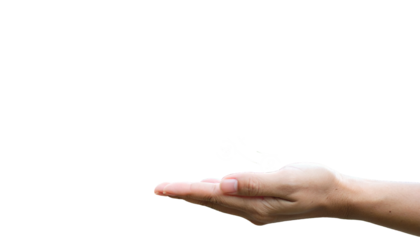 Hand cupping a whimsical, stylized illustration of a small, decorative vehicle