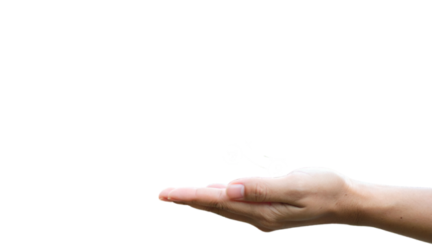 Hand cupping a whimsical, stylized illustration of a small, decorative vehicle