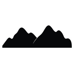 Silhouette of Mountain Range against White Background, Minimalist Vector Graphic Design