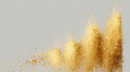 Abstract gold particles forming bar chart shape, growth symbolism,