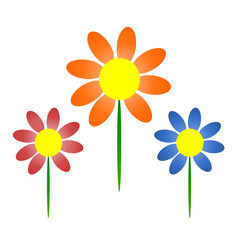 Minimalist flower with colorful gradient in blue, pink and orange