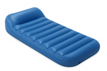 Blue inflatable mattress providing comfort and relaxation for sleeping
