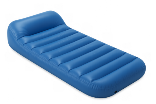 Blue inflatable mattress providing comfort and relaxation for sleeping