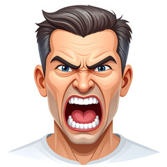 Vector PNG of an anguished cartoon face with distorted mouth and wrinkles, expressing deep emotion and stress. Perfect for emotional, comic, and graphic projects with transparent background.