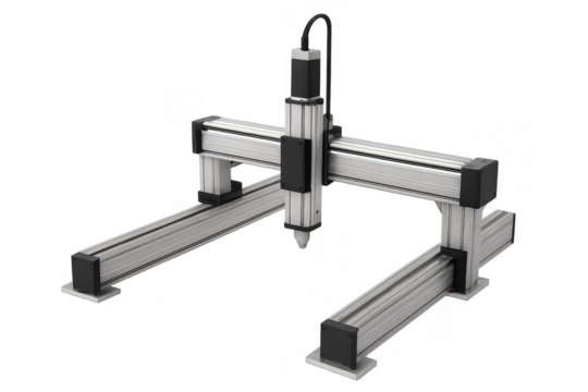 Gantry system engineering a robotics automation machine on transparent background