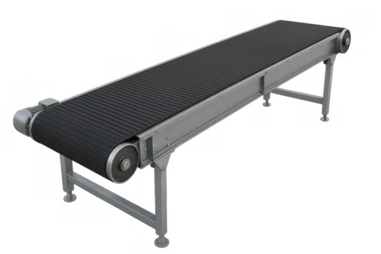 Industrial conveyor belt system transparent background