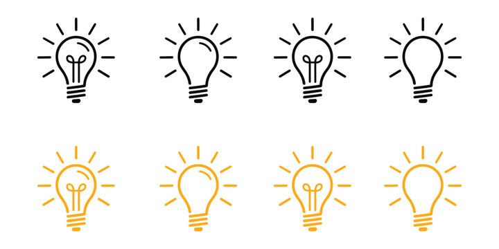 Lamp bulb, idea icon set vector. inspiration, creativity symbol. vector illustration.