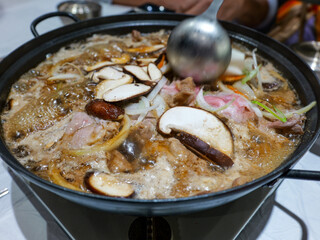 Korean beef bulgogi stew or Bulgogi Jeongol.