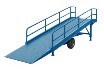 Blue mobile ramp providing accessibility and loading solutions