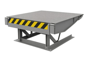 Loading dock leveler platform with warning stripes
