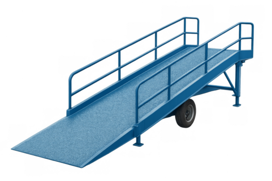 Blue mobile ramp providing accessibility and loading solutions