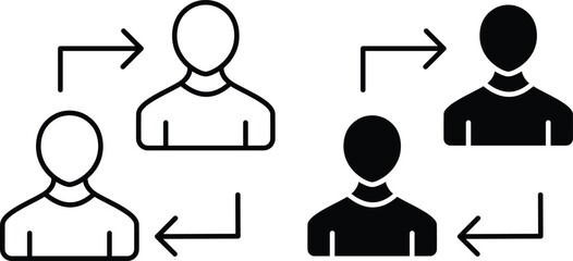 User Communication Exchange Icon – Interaction and Network Connection Vector or Vector Silhouette. .eps