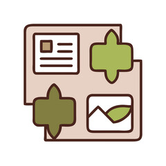 Fototapeta premium Illustration of a mind map or organizational chart with different elements isolated on white background