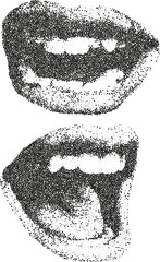 Black and white paint brush strokes vector illustration of a woman's fashion lips design