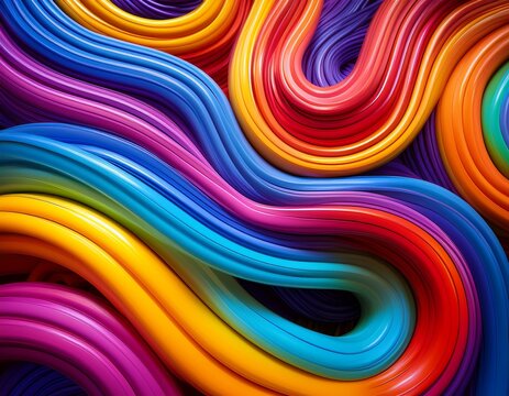 colorful bendy pipes create a vibrant and creative background design