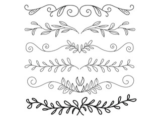 Hand-Drawn Leaf Border and Decorative Flourish Collection
