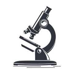 A silhouette of a simple microscope stands against a stark white backdrop perfectly