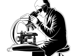 Scientist examining sample under a microscope in a laboratory setting