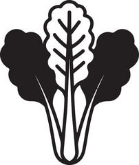 Stylized black and white icon of fresh leafy green vegetables
