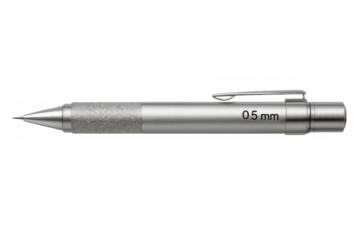 Silver mechanical pencil featuring 0.5 mm lead for drawing