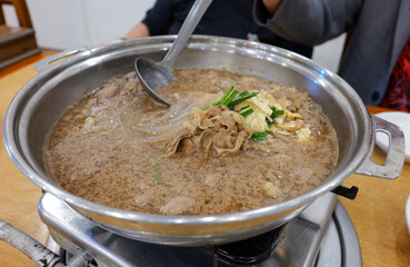 Pork bulgogi stew or Dwaejigogi-jjigae.