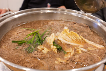 Pork bulgogi stew or Dwaejigogi-jjigae.