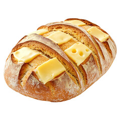 Fresh bread and cheese Isolated transparent on white background