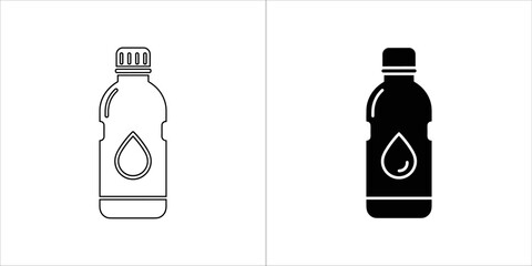Water bottle with drop logo, icon and silhouette