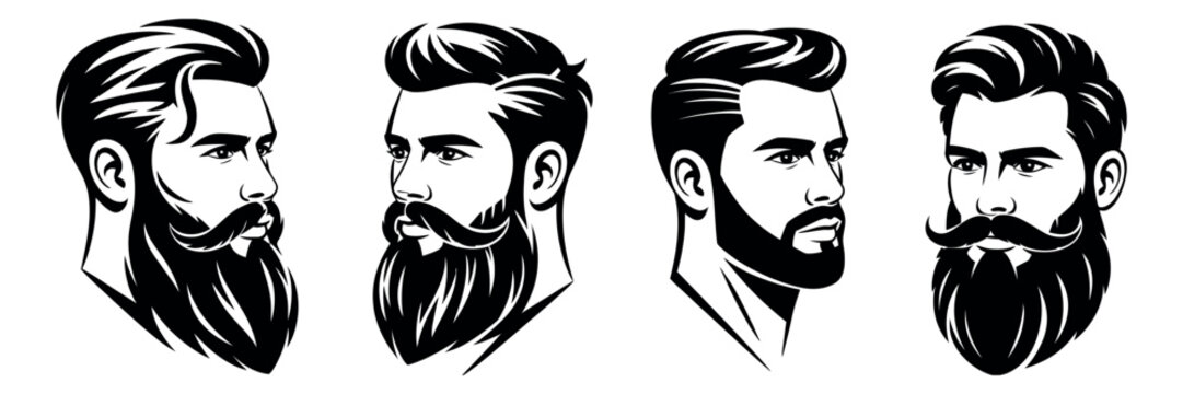 Man face portrait with full beard, mustache, and stylish haircut