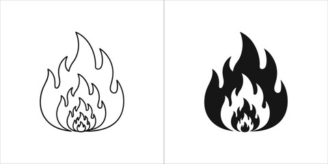 Outline and solid black fire icons