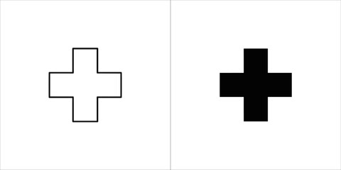 Simple plus sign icon, one outlined and one filled