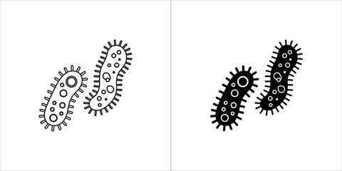 Bacteria icon in outline and solid black style