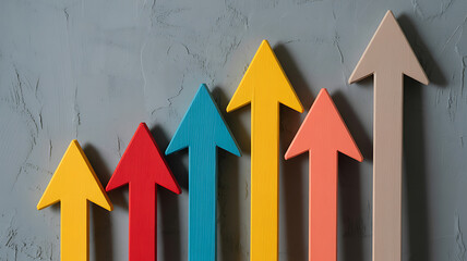 Colorful arrows pointing upwards indicating growth and progress