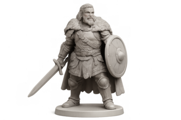 Fantasy warrior miniature figure holding sword and shield