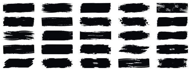 Brush strokes vector. Set of different ink paint brush strokes isolated on white background. Paintbrush collection. Grunge design elements. Dirty texture banners. Vector illustration.