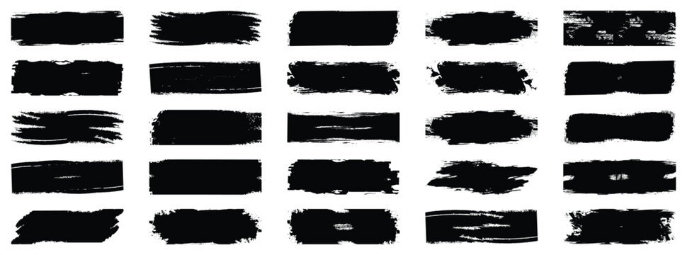 Brush strokes vector. Set of different ink paint brush strokes isolated on white background. Paintbrush collection. Grunge design elements. Dirty texture banners. Vector illustration.