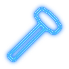 Blue Hammer Icon with Clean Outline for Construction, Repair, and Workshop Tool Design