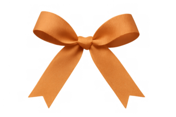Orange fabric bow and ribbon decorating gift wrapping