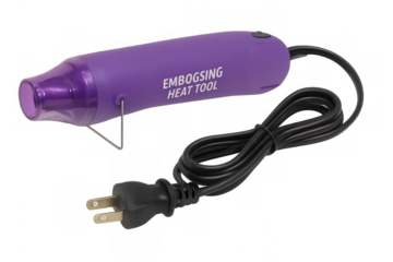 Purple embossing heat tool crafting with transparent background