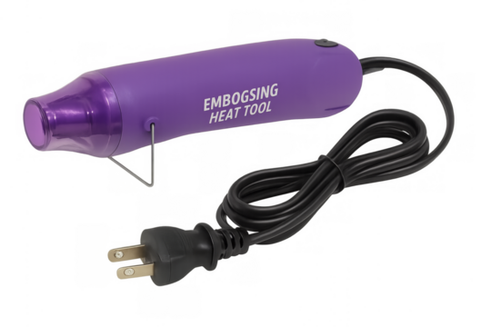 Purple embossing heat tool crafting with transparent background