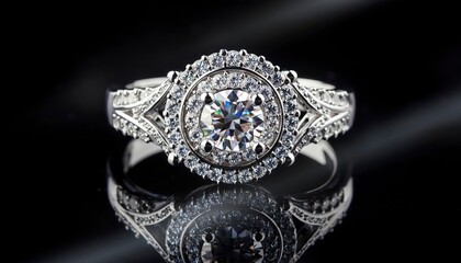 Sparkling Promise: An exquisite diamond ring, radiant with brilliance, lies against a dark surface, symbolizing love, commitment, and timeless elegance.
