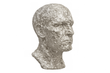 Rough stone bust of a man's head