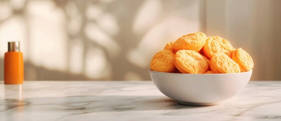 Delicious Cookie-Filled Orange Bowl on Marble